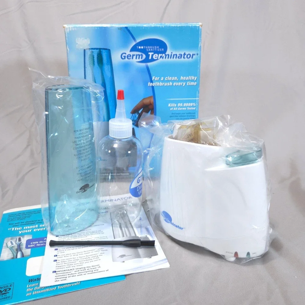 New Germ Terminator GT100 Toothbrush Sanitizer System Steam Dry Heat